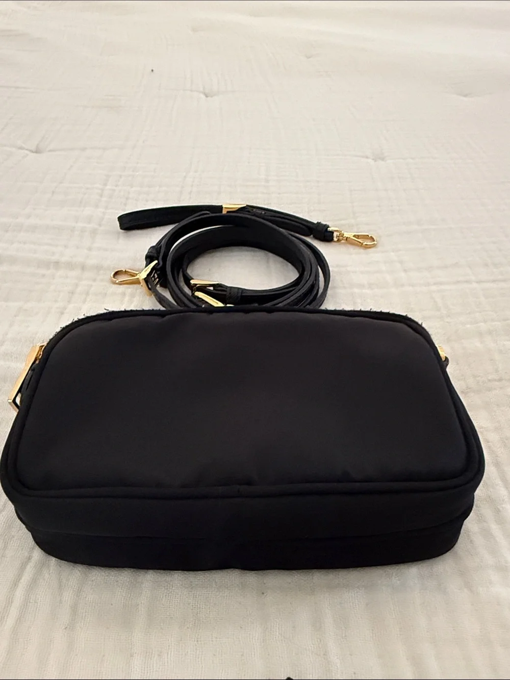 Prada Contenitore Tracolla Tesuto Black Nylon mini Camera Bag (1NF861)